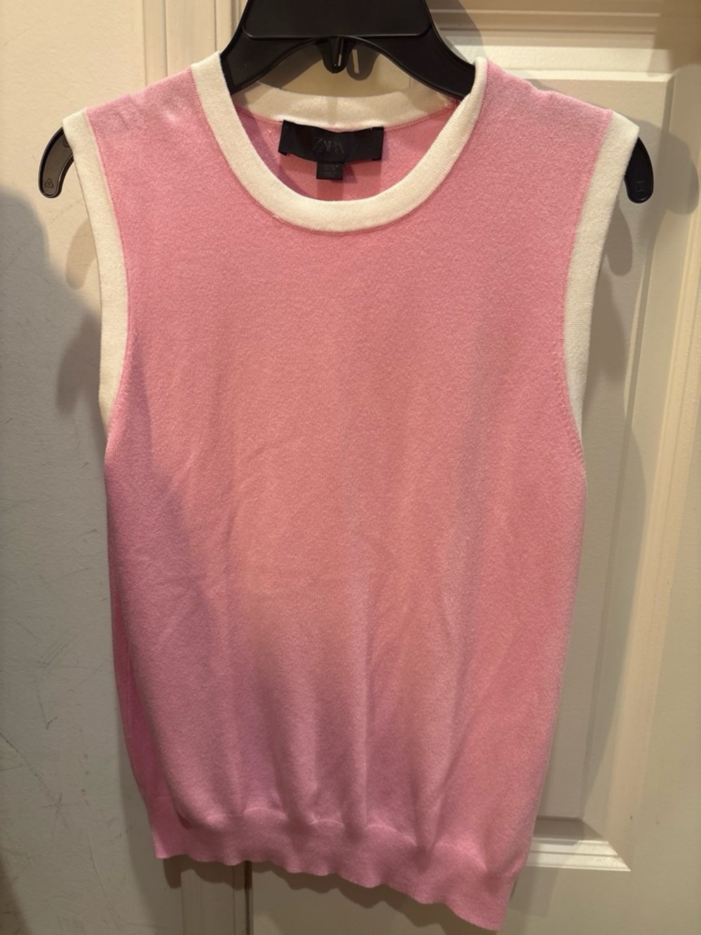 Zara Pink and White Sleeveless Tank Top